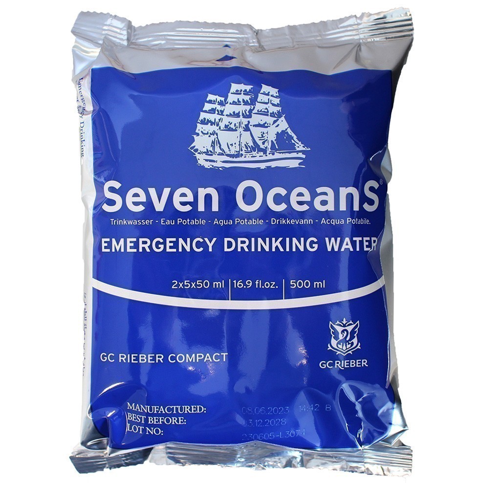 Seven Oceans Trinkwasser Konserven – 500 ml mit Schutz – Wasser Notwasser Notration Krisenvorsorge
