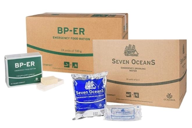 Doppeleinheit BP-ER Langzeitnahrung 24 x 500g & Seven Oceans Trinkwasser 30 x 500ml