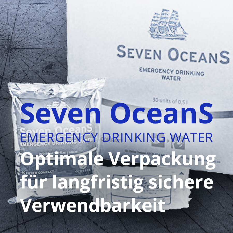 Seven Oceans Trinkwasser Konserven – 15 Liter mit Schutz – Wasser Notwasser Notration Krisenvorsorge