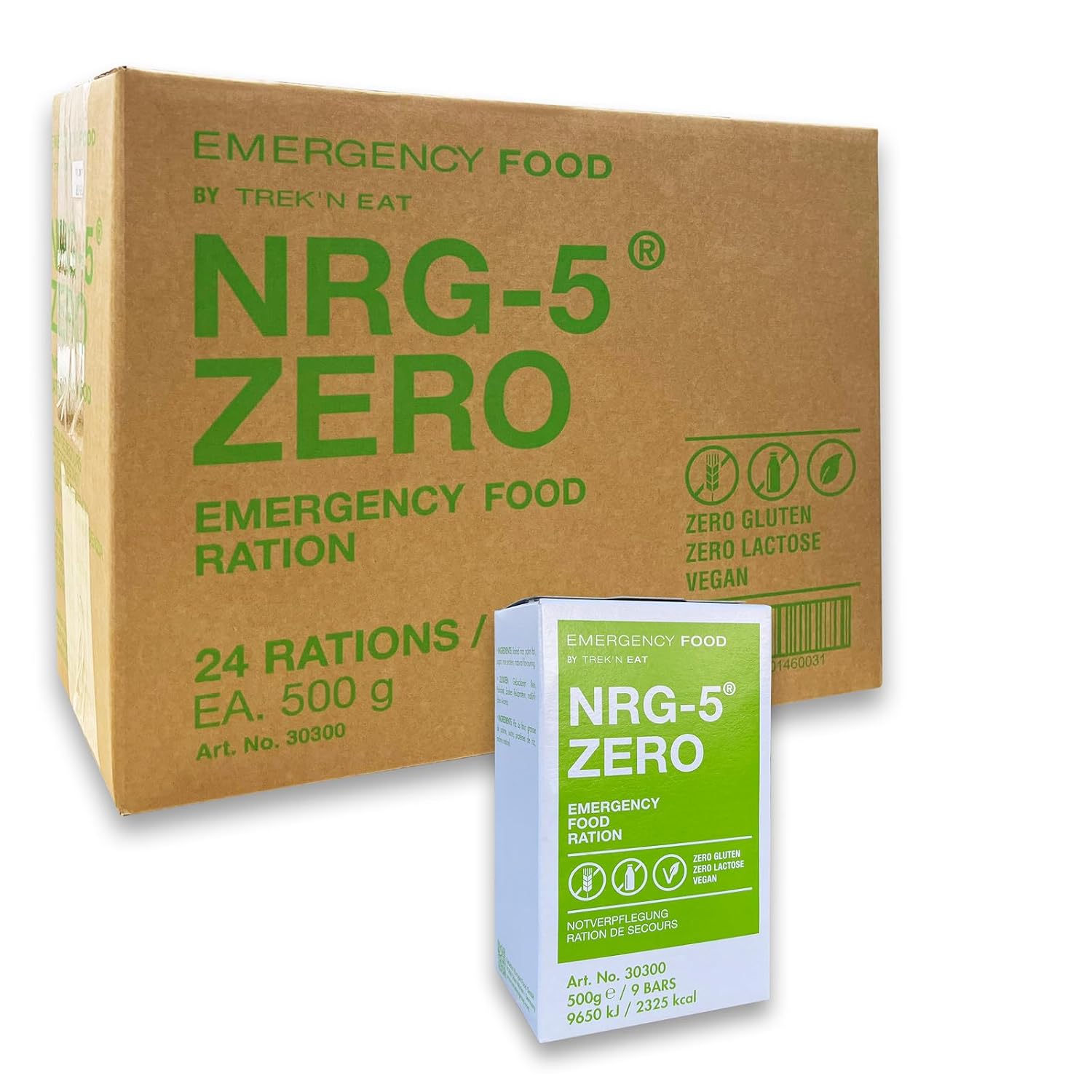 NRG-5 ZERO - NOTVORRAT - GLUTENFREI | 24 x 500 Gramm Großverpackung Notverpflegung Emergency Food - 15 Jahre MHD